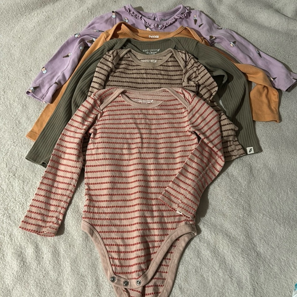 Kids Striped and Solid One Piece Set - Orange, Green, Pink